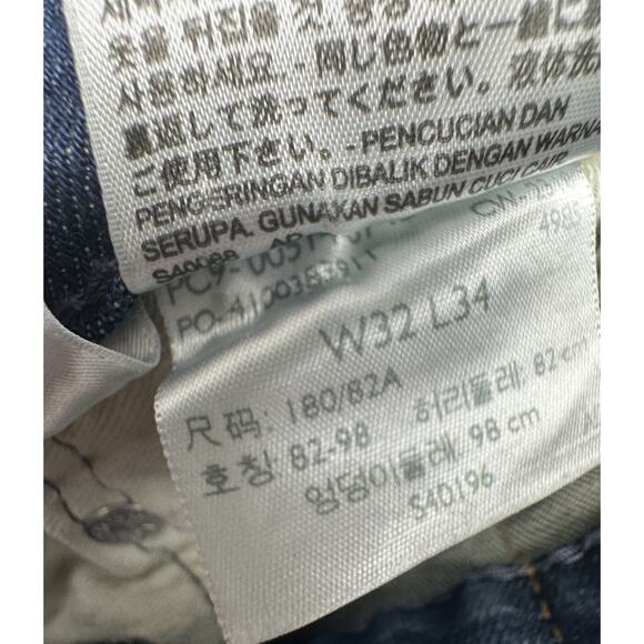 Levis 514 Jeans Mens 32 X 34 Blue Classic Straight Red Tab Denim Cotton - Picture 4 of 11